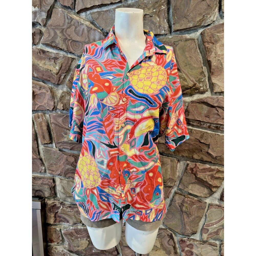 Kenny Flowers Malibu Shirt Womens M Escape Wear Print Hawaiian Limited Ed Resort